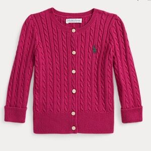 6M Baby girl polo Ralph Lauren Pink Cable Knit Cardigan like new condition